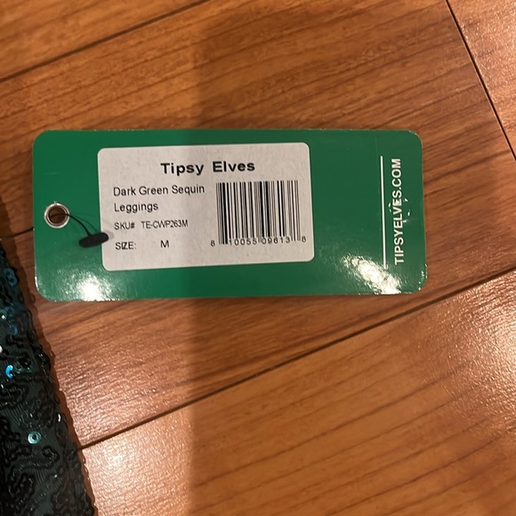 NWTs- Tipsy elves, dark, green, sequin leggings - Picture 6 of 10